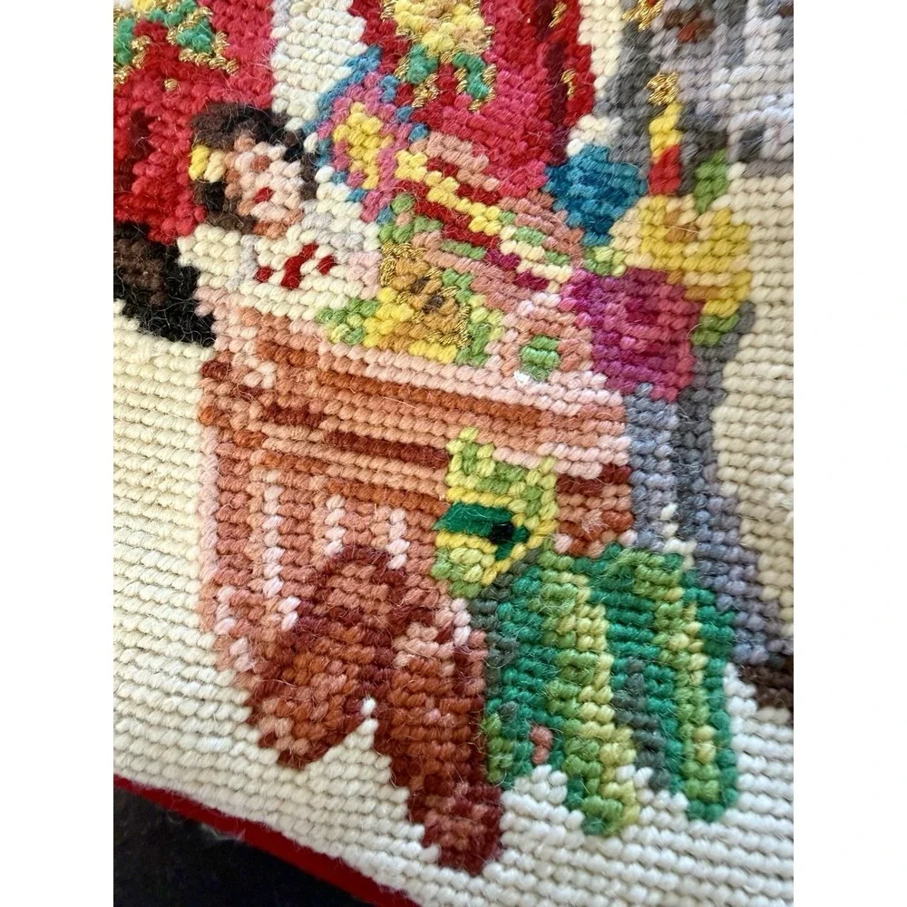 Dillard's Needlepoint Hand Embroidered Christmas Mexican Sombrero Santa Vintage